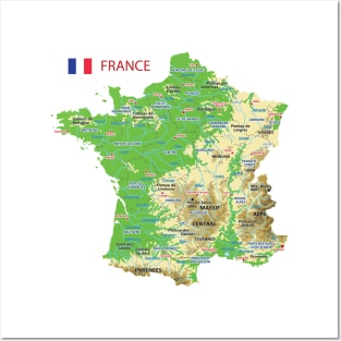 Geographic Map of France Posters and Art